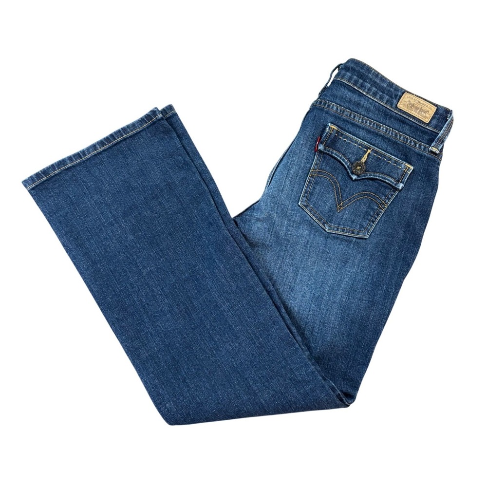 LEVIS 515 Womens 8 Blue Boot Cut Jeans Mid Rise Classic Stretch Denim